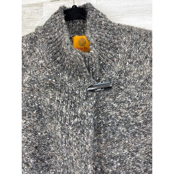 Ruby Rd womens small button up crop gray black boho fringe sweater - Picture 3 of 6